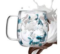 Opvonxeh Dried Flower Glass Cup, Glass Beverage Glasses, Tea Mug with Dried Flowers, Dried Flower Coffee Cup, Glass Tea Cup for Coffee, Double Wall Glass Mug, Tea Mug for Cappuccino