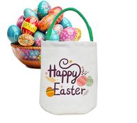 Opvonxeh Easter Bunny Basket Bags, Large Capacity Kids Candy Holder, Canvas Storage Pouch, Easter Supplies For Eggs, Candy, Toys, Long-Lasting Reusable Bag For Children's