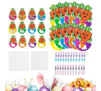 Opvonxeh Easter Carrot Candy, 24 Pieces Self-Sealing Pouches, Carrot Cookie with Bunny Pens and Greeting Cards, Fun Treat Bags for Kids, Adults, Easter Party, Candy, Chocolate Bag