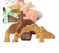 Opvonxeh Easter Decorations Home, Wooden Christian Figurine, Tabletop Christian Empty Figurine, Religious Holiday for Party Celebration, Office Farmhouse Mantle Shelf Cabinet Display