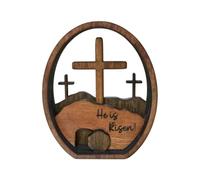 Opvonxeh Easter Resurrection Scene Set, Wooden Resurrection Scene Tiered Tray Kit, Handcrafted Jesus Nativity Sign, Religious Christian Table Decor, Catholic Decorations for Home and Church