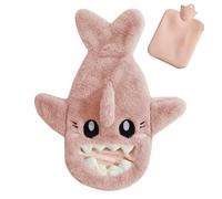 Opvonxeh Hot Water Bottle With Hand Pockets, Cartoon Shark Hand Warmers, Hand Feet Warmers, Thermal Rubber Hot Compress Bag, Shark Shape Hot Water Bottle Hot Water Bottle With Pocket Blue, Pink
