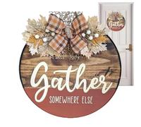 Opvonxeh Round Door Wreaths, Fall Thanksgiving Wooden Door Sign Decor, Rustic Hanging Decoration with Waterproof Coating, Home Seasonal Display for Window, Porch, Farmhouse, Wall, Livingroom