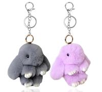 OPVXZAD 2PCS Llavero De Conejo Suave Y Esponjoso,Precioso Colgante Suave Conejo Mullido Bunny Doll Coche Llavero Encanto Keyring Bolso Colgante Decoración Mejor Familias Amigos