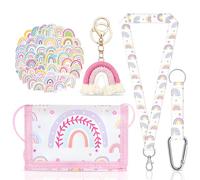 OPVXZAD Cartera Infantil (con CordóN) con Llavero ArcoíRis, Incluye 50 Pegatinas ArcoíRis. Cartera TríPtica Apta para NiñAs, Ideal para CumpleañOs, Regalos De ComunióN O Regalos Escolares