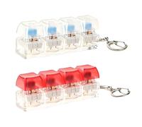 OPVYAEU 2 Pcs Teclado Antiestrés con 4 Teclas, Llavero Fidget Toy para Aliviar el Estrés y Ansiedad, Mini Clicker de Teclado Mecánico Transparente y Rojo, Juguete Sensorial para Oficina y TDAH