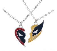 OPVYAEU 2 Piezas Collar BFF para 2 Deadpool Wolverine, personalidad, mejor amistad, a juego, aleación de medio corazón, rojo y amarillo, juego de collares con colgante, Plata esterlina