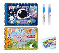 OPVYAEU 2 Piezas Pizarra Magica, Libro Magico Pintar con Agua, Libro de Dibujo de Agua Mágica, Reutilizable Libro para Colorear con 2 Bolígrafos Educativo Doodle Pintar Juguetes para Niños