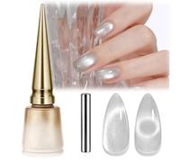 OPVYAEU Esmalte UV Cat Eye 15 ML Blanco con Imán, Gel UV Cat Eye Blanco, Esmalte Gel Reflectante Soak Off Magnético para Mujeres y Chicas, Efecto Nail Art