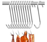 OPVYAEU Pack 10 Ganchos Puntudos Acero Inoxidable 4,5-18cm Ganchos en S para Carne, Pescado, Ahumador, Barbacoa, Cocina, Multiusos y Duraderos