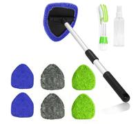 OPVYAEU Pack 8 Bayetas Coche Upgrade - 6 Bayetas + 1 Cepillo Doble Cabeza para Aire Acondicionado + 1 Botella Spray 100ml, All-in-One para Limpiador Cristales Coche, Parabrisas, Interior Coche