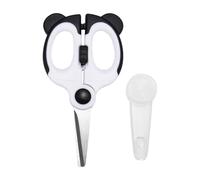 OPVYAEU Tijeras para niños, tijeras escolares, corte preciso, diestros y zurdos, punta redondeada, cubrecuchillas, seguras, material escolar, tema panda
