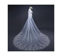 OPYTR Velo de noviaVelos de Boda de Catedral de 3/4/5 Metros, Velo de Novia con Borde de Encaje Largo Blanco Marfil con Peine, Accesorios de Boda, Velo de bodaLongitud del Codo