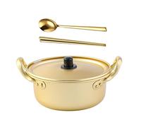 OQHAIR 1 Juego de sartenes secas Wok Suave para Calentar Cocina Pulgadas/Tapa y espinilla Estilo Tradicional Fideos Cuchara Dorada Utensilios de Cocina Shabu Comida Fideos Xxcm Esmalte ra