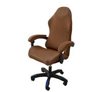 OQHAIR Ergonómico Cubre sillas Gaming Jacquard elástico Cubre sillas Gaming Antideslizante a Prueba de Polvo con 2 Fundas para reposabrazos con Cremallera -Café Ligero