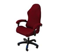 OQHAIR Ergonómico Cubre sillas Gaming Jacquard elástico Cubre sillas Gaming Antideslizante a Prueba de Polvo con 2 Fundas para reposabrazos con Cremallera -Vino Rojo
