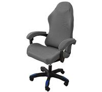 OQHAIR Ergonómico Cubre sillas Gaming Jacquard elástico Cubre sillas Gaming Antideslizante a Prueba de Polvo con 2 Fundas para reposabrazos con Cremallera -Gris Claro