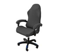 OQHAIR Ergonómico Cubre sillas Gaming Jacquard elástico Cubre sillas Gaming Antideslizante a Prueba de Polvo con 2 Fundas para reposabrazos con Cremallera -Gris Oscuro