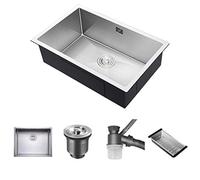 OQHAIR Fregadero de Cocina, 60x40 cm, de un Seno, de Acero Inoxidable, para instalación bajo y empotrada, Acabado Cepillado, Varios tamaños