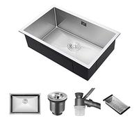 OQHAIR Fregadero de Cocina, 60x40 cm, de un Seno, de Acero Inoxidable, para instalación bajo y empotrada, Acabado Cepillado, Varios tamaños