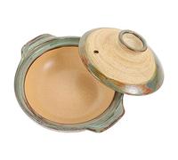 OQHAIR Sartenes de Horno Cacerola Redonda de cerámica con Tapa Olla de guiso de Estilo japonés Olla de Arcilla Olla de cerámica para Shabu Shabu Utensilios de Cocina 18 cm Tetera Estufa (