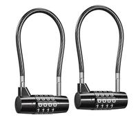 OQIMAX 2PCS Candado de Arco Largo, Cerradura de Combination de 4 Dígitos, Resistente a la Intemperie y Cortas, para Taquillas de Gimnasio, Maletas, Bicicletas, Cabañas, Puertas de Mascotas