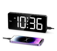 OQIMAX Reloj despertador digital, reloj de noche de pantalla grande de 7 pulgadas, 5 niveles de brillo ajustable, reloj despertador con fecha, 12/24 horas, reloj de escritorio alimentado por