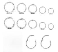 OQKAHIV 10 Piezas Acero Noxidable Piercings Nariz, Septum Piercing Segmento Anillo Cuerpo Piercing Nariz Aro Labio Helix Nariz Anillos Cartílago Concha Helix Pendientes para Mujeres Hombres 6-14mm