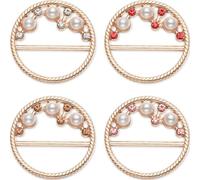 OQKAHIV Hebilla para Bufanda, Conjunto de 4 Hebillas Metálicas para Bufandas, Corbatas y Anillos, con Diamantes de Imitación, Accesorios Decorativos para Mujeres, para un Aspecto Elegante y Versátil