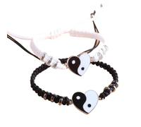OQKAHIV Pulsera Yin Yang para Parejas, Set de 2, Mejores Amigos, Cordón Ajustable, Adecuada para Regalo Entre Amigos o Parejas, Pulseras a Juego Yin Yang, estilo con un toque de armonía y equilibrio!