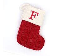 OQSM 26 Letter Super Soft Plush Christmas Stockings,Red Knitting Christmas Stockings Personalized Family Christmas Stocking with Letter for Fireplace Christmas Tree Party Decorations (F)