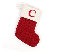 OQSM 26 Letter Super Soft Plush Christmas Stockings,Red Knitting Christmas Stockings Personalized Family Christmas Stocking with Letter for Fireplace Christmas Tree Party Decorations (C)