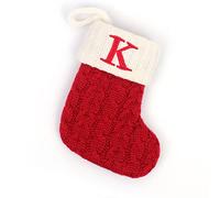 OQSM 26 Letter Super Soft Plush Christmas Stockings,Red Knitting Christmas Stockings Personalized Family Christmas Stocking with Letter for Fireplace Christmas Tree Party Decorations (K)