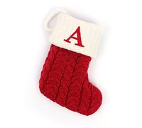 OQSM 26 Letter Super Soft Plush Christmas Stockings,Red Knitting Christmas Stockings Personalized Family Christmas Stocking with Letter for Fireplace Christmas Tree Party Decorations (A)