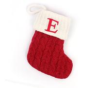 OQSM 26 Letter Super Soft Plush Christmas Stockings,Red Knitting Christmas Stockings Personalized Family Christmas Stocking with Letter for Fireplace Christmas Tree Party Decorations (E)
