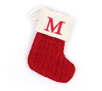 OQSM 26 Letter Super Soft Plush Christmas Stockings,Red Knitting Christmas Stockings Personalized Family Christmas Stocking with Letter for Fireplace Christmas Tree Party Decorations (M)