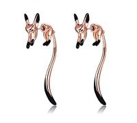 OQSM Wagging-Tail Fox Earring,Earrings for Women Girls,1 Pair Dangle Earrings Fox Shape Cute Little Fox Drop Earrings Animal Stud Earrings Gift for Women Girls (Rose Gold)