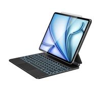 OQTIQ Funda con teclado para iPad Air de 13 pulgadas (M3 2025/M2 2024) y iPad Pro de 12.9 pulgadas (6/5/4 generación), funda magnética para teclado con soporte para lápices, trackpad multitáctil