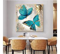 Or bleu-or beaux papillons toile peinture abstraite affiches imprime mur Art photos pour salon décor 50x50cm sans cadre