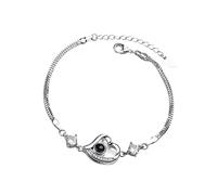 Or Bracelet Love Projection I 1 Love In Memory Jewelry Pulsera diferentes idiomas You Heart Pulseras de mujer Pendientes de aro medianos para mujer, talla única, Cobre blanco, No es una piedra