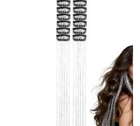 Or-opel Para El Cabello Con Clip - 12 Piezas De Extensiones De Or-opel Para El Cabello Con Brillo Para Mujeres | 50 cm Accesorios Para Cabellos De Ha-das Brillantes Para Actuación, Festival (Plateado)