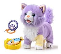 OR OR TU Juguete de Gato que Camina y Maúlla para Niños, Gato de Peluche Electrónico con Control Remoto, Maúlla, Mueve la Cola y Saca la Lengua, Mascota Electrónica Interactiva Gatito Robot de Juguete