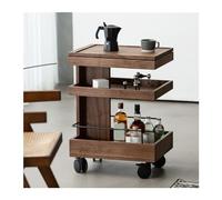 oR3sB4jE Mesa de Centro Carrito de salón Lateral Varios, móvil Simple Nogal Negro, con Ruedas sofá Estante de Almacenamiento