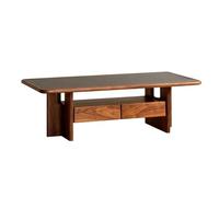oR3sB4jE Mesa de Centro Mesa de Centro Madera con Almacenamiento, 2 cajones y Estante Abierto, Minimalista Moderno Estante de Almacenamiento