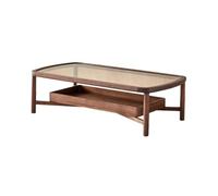 oR3sB4jE Mesa de Centro Mesa de Centro Madera y Vidrio con Bandeja Almacenamiento Sala Estar Mediados Siglo 2 Opciones tamaño Estante de Almacenamiento(Pequeño)