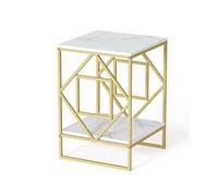 oR3sB4jE Mesa de Centro Mesa de Centro mármol for Sala Estar, Oficina, sofá, Extremo Lateral, Escritorio con Marco Dorado Estante de Almacenamiento