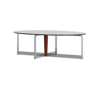 oR3sB4jE Mesa de Centro Mesa de Centro Vidrio Ovalada con Marco Madera, Moderna decoración for Sala Estar y hogar Estante de Almacenamiento