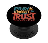 Ora, Espera, confía en Que Dios Tiene un Plan - Vintage Christian Faith PopSockets PopGrip Adhesivo