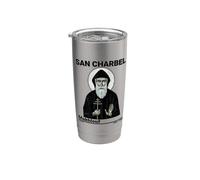 Oración de San Charbel Makhlouf Vaso térmico de acero inoxidable de doble pared