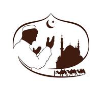 Oración Islam Musulmán Mezquita Caravana Árabe Calcomanías de pared de vinilo 34x40cm No daña la superficie de la pared Café